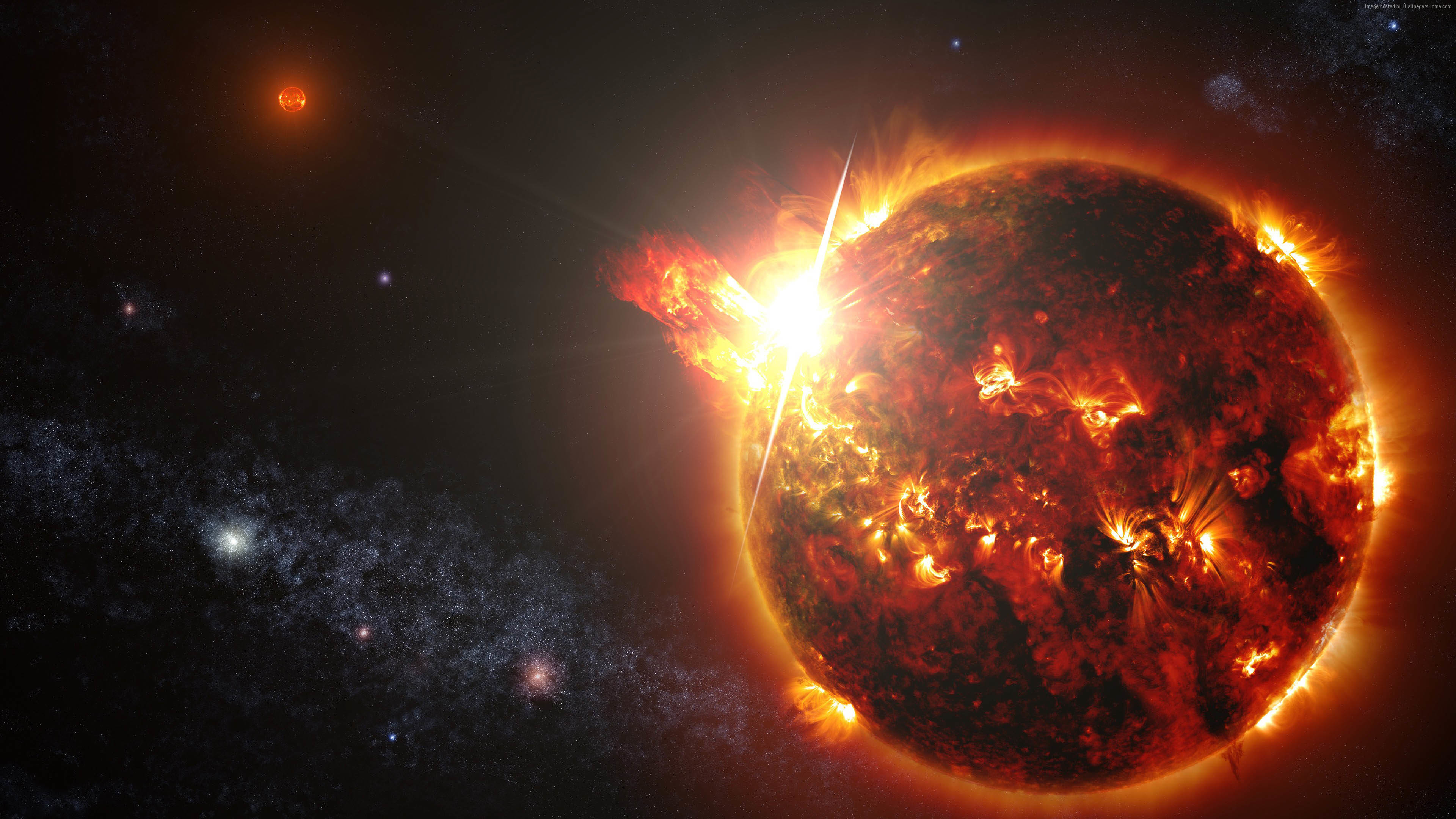 Erupting Planet Space Art Wallpaper 3840x2160 wallpaper