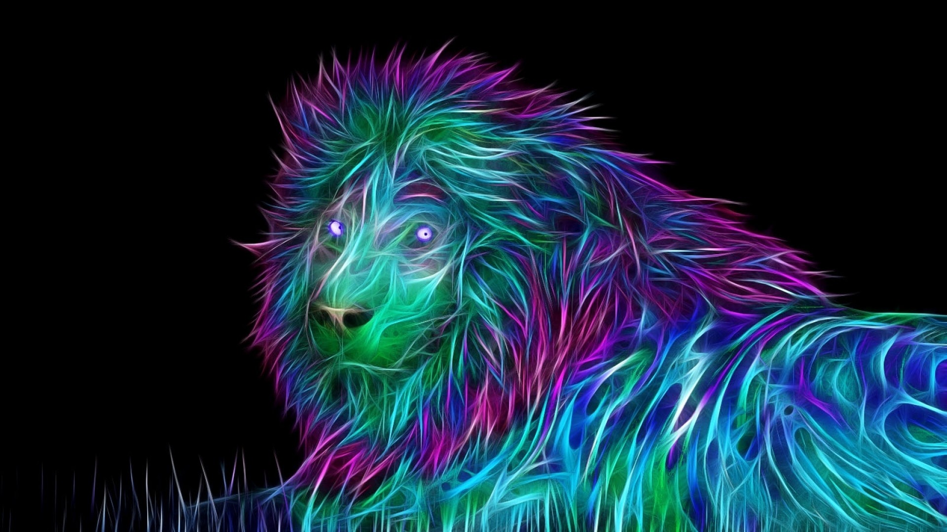 1920x1080 Wallpaper abstract, 3d, art, lion