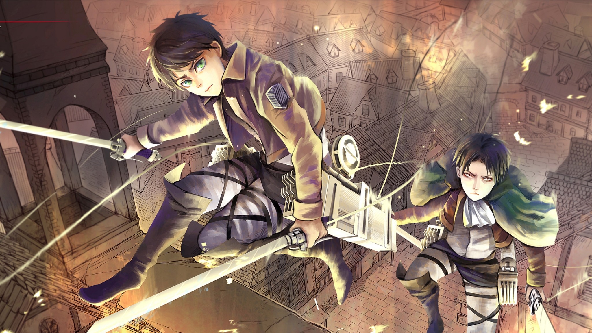 Preview wallpaper attack on titan, shingeki no kyojin, eren jaeger, anime,  art